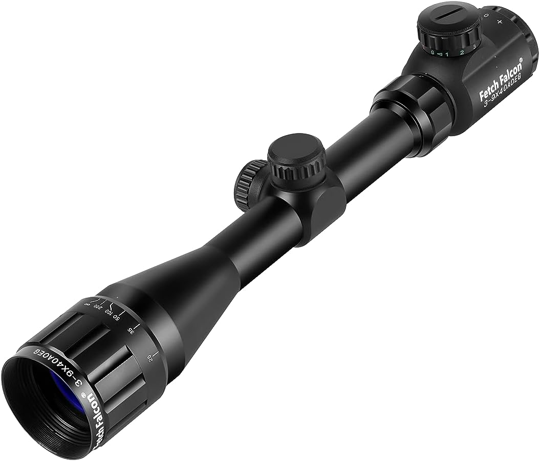 Fetch Falcon 4-16x50 AOEG Rifle Scope Combo(Green Light Sighting Scope, Flashlight Reticle Red Dot Sight),3-9X40 AOEG Rifle Scope with 11/22mm Mount Dual Ring Mount