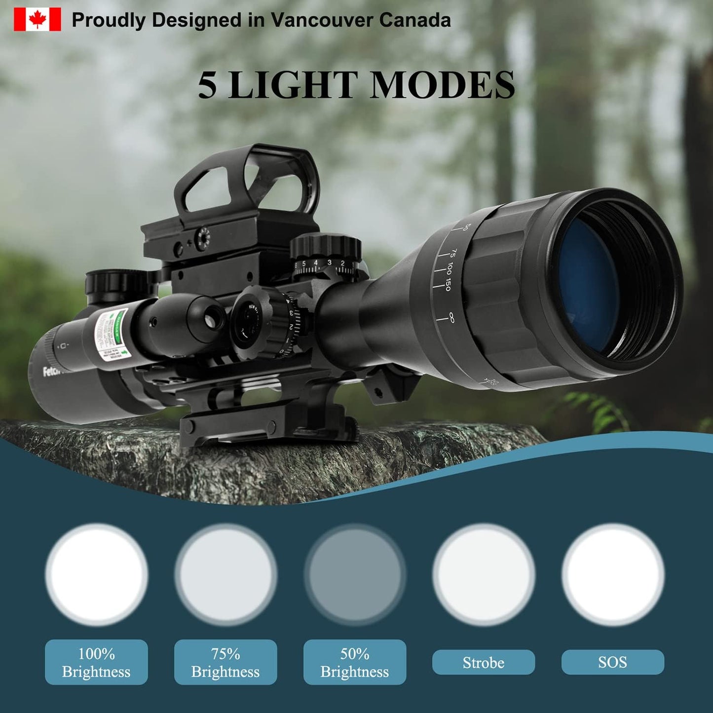 Lunette de visée Fetch Falcon 4-16X50 avec réticule rouge/vert et télémètre - Lunette de visée AOGE pour la chasse, l'airsoft et les pistolets à plomb, étanche et antibuée
