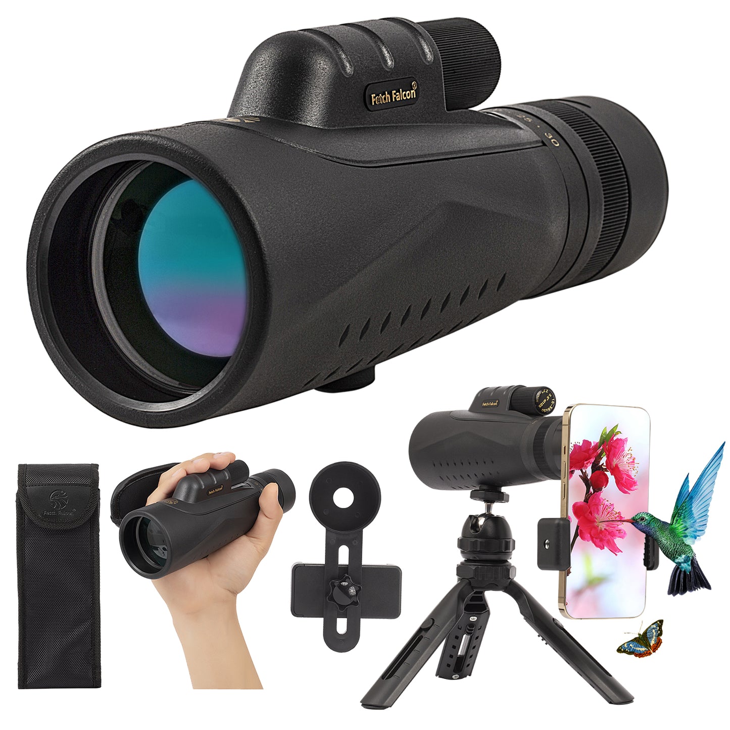10-30x50 Zoom Monocular - HD, Water-Resistant, with Tripod & Phone Adapter
