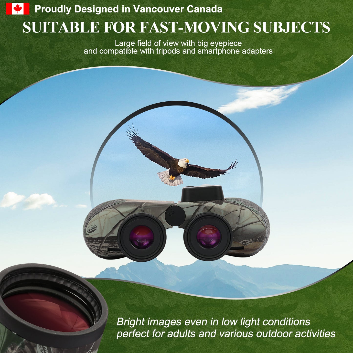 10x50 BAK4 FMC Marine Binoculars - Nitrogen-Filled, IPX7 Waterproof, with Rangefinder, Digital Compass, Temperature Display, Harness (Camouflage Cloak)