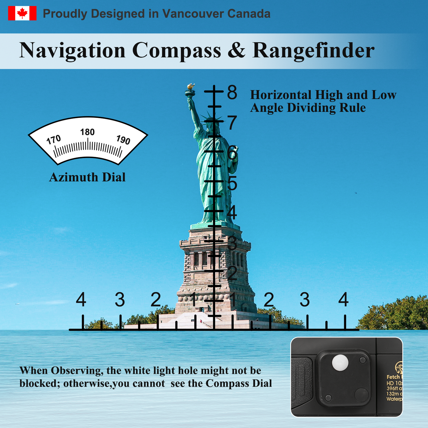 10x50 BAK4 FMC Marine Binoculars - Nitrogen-Filled, IPX7 Waterproof, with Rangefinder, Digital Compass, and Temperature Display (Black)