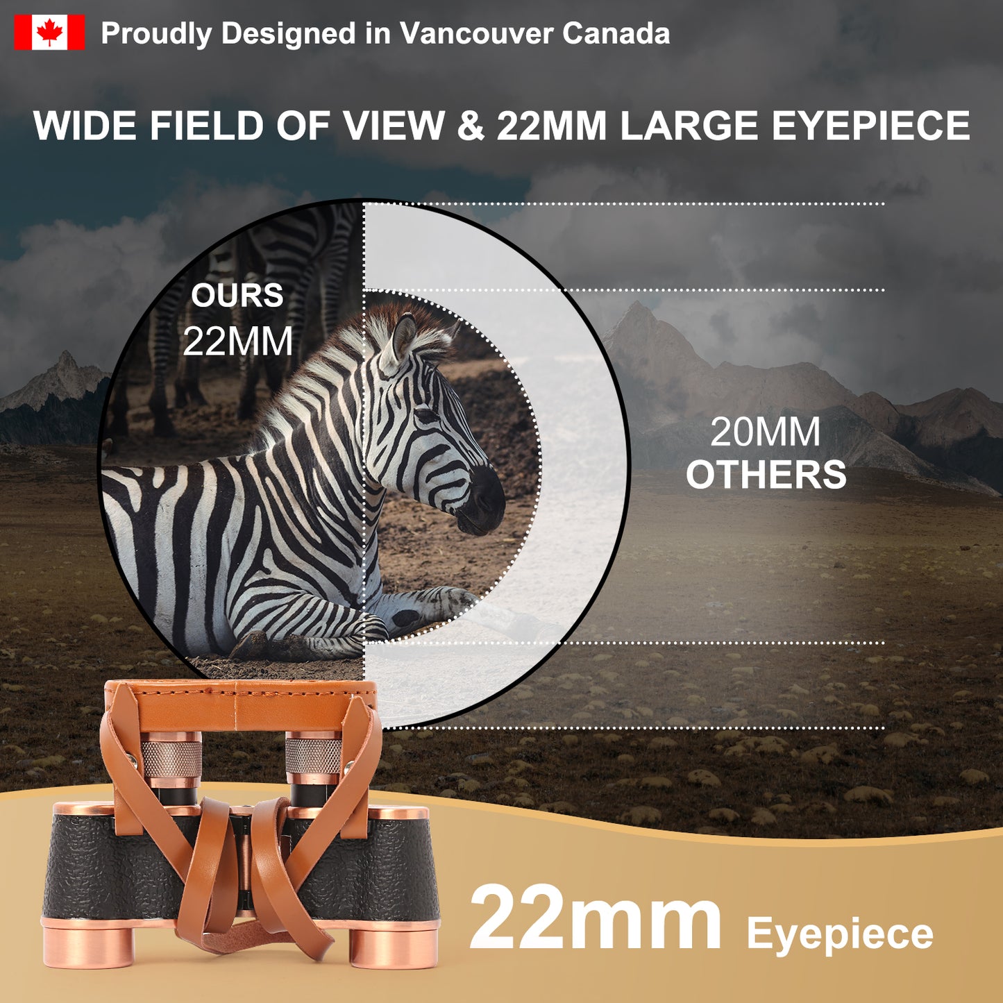 Full Metal Body Binoculars FMC BAK4 HD 8x24 (High-Powered, Water-resistance, and Portable) Ideal for Camping, Hunting, Tourism, and Mountain Climbing (Rose Bronze)