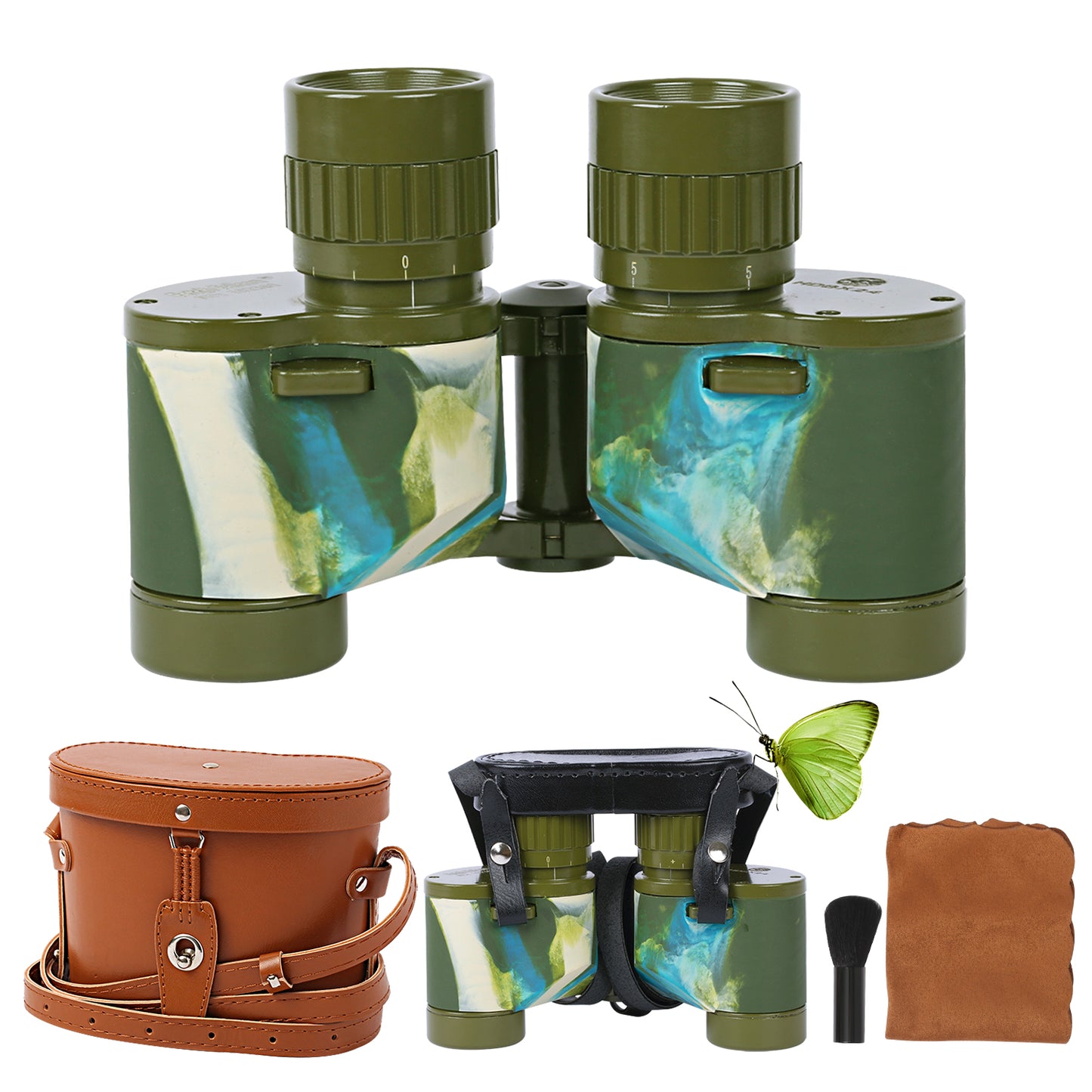 Binoculars Full Metal Body FMC BAK4 HD 8x24 (High-Powered, Water-resistance, and Portable) Ideal for Camping, Hunting, Tourism, and Mountain Climbing (Camo Green)