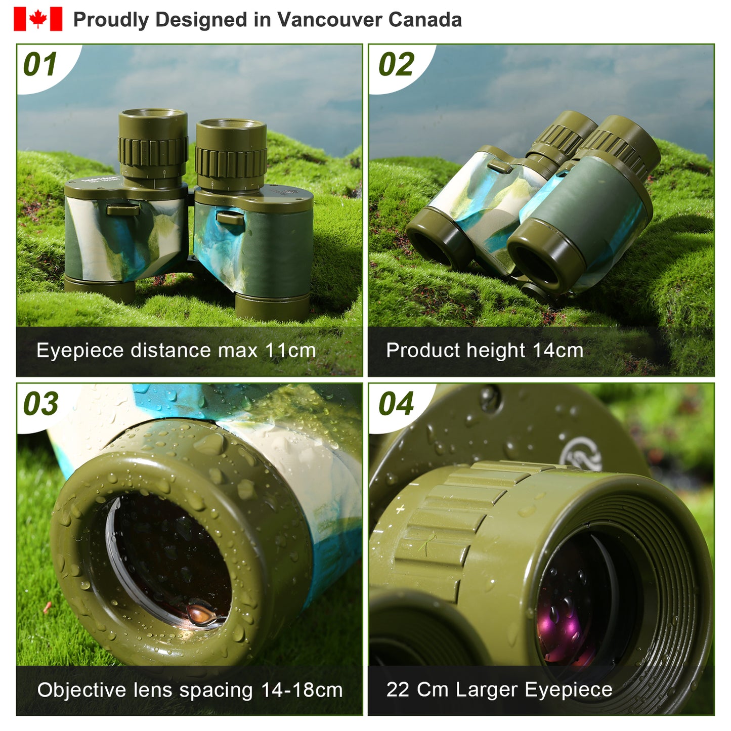 Binoculars Full Metal Body FMC BAK4 HD 8x24 (High-Powered, Water-resistance, and Portable) Ideal for Camping, Hunting, Tourism, and Mountain Climbing (Camo Green)