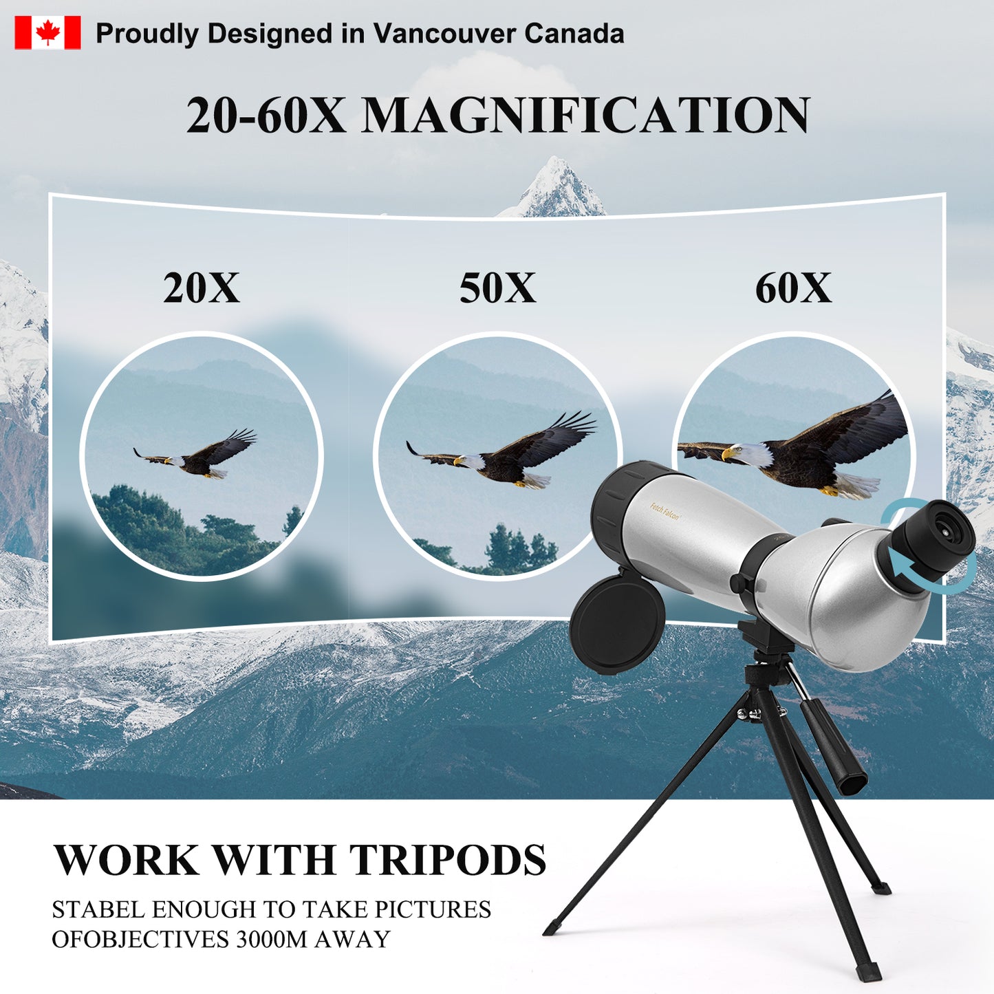 Spotting Scope 25-75X75 FMC HD BAK4 (Water-Resistance, Long Range Spotting) with Metal Tripod and Carry Bag (with Phone Holder)