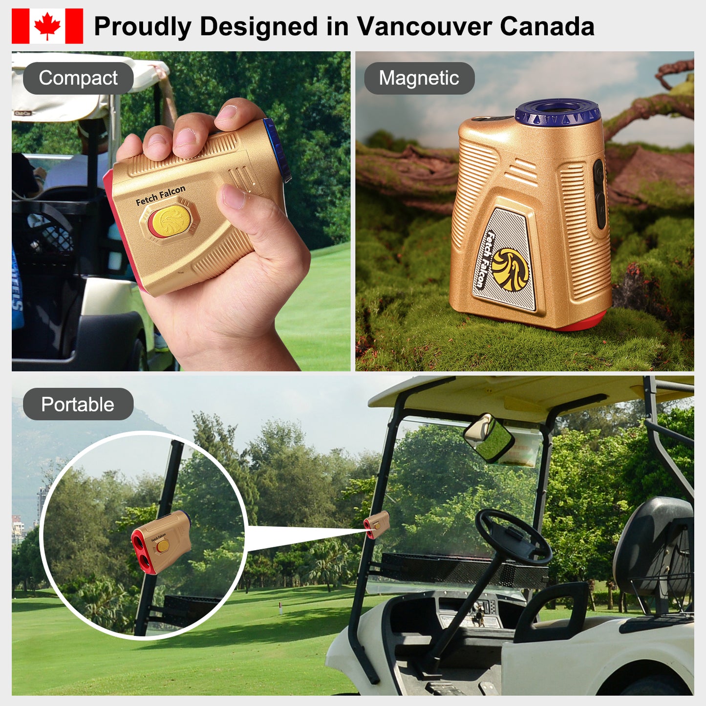 Golf Rangefinder (Rechargeable Battery) 1200 Yards Laser Distance Finder with Slope Mode, Flag Lock Vibration, 6X Magnification, High Precision LCD Display (Mermaid Gold)