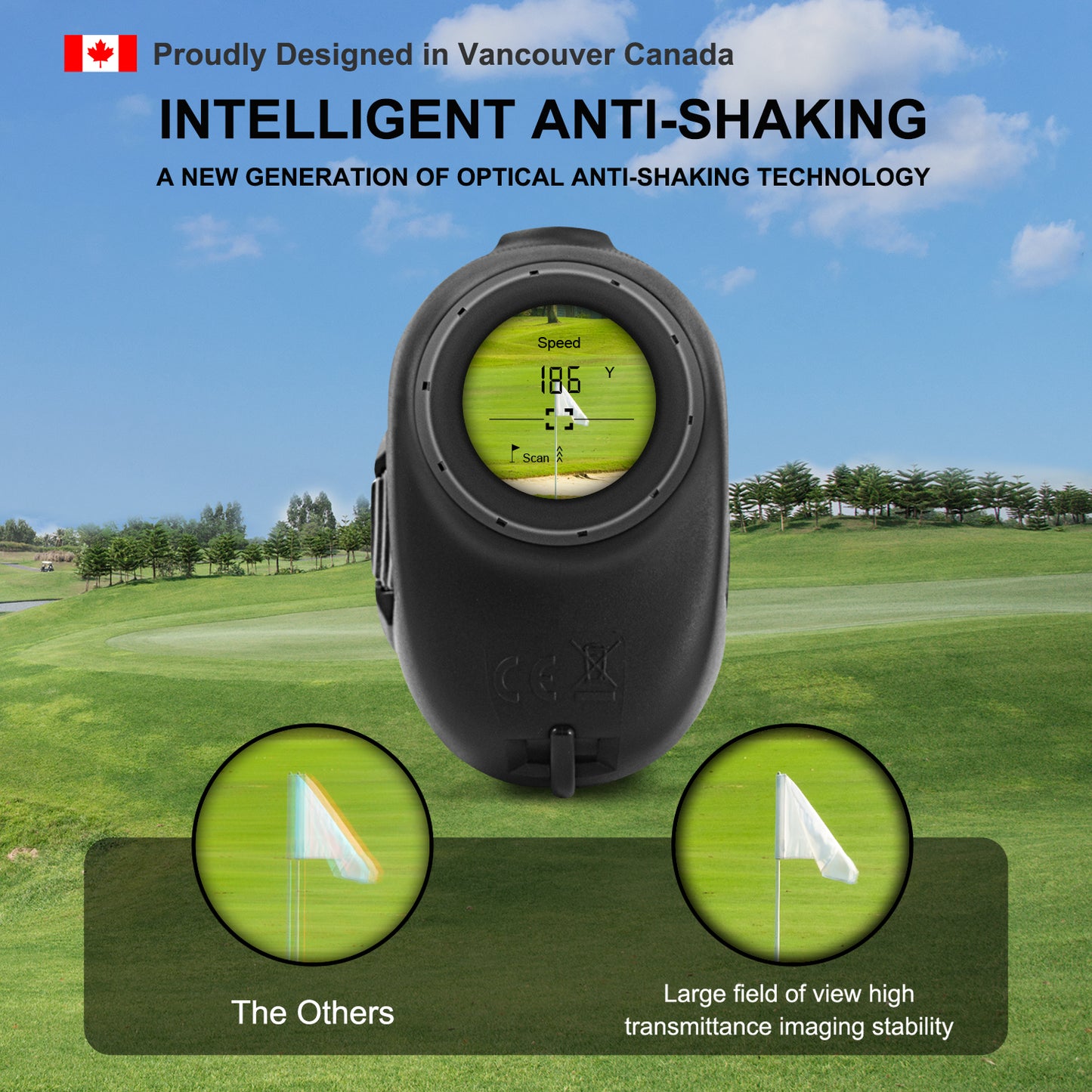 Fetch Falcon Golf Rangefinder LCD (High Precision, Slope Mode with Scan) Pole Flag Locking Vibration (LCD 1200 YD Golf Laser Rangefinder Black)