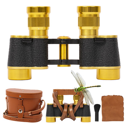 Binoculars Full Metal Body FMC BAK4 HD 8x24 (High-Powered, Water-resistance, and Portable) Ideal for Camping, Hunting, Tourism, and Mountain Climbing (Gold)