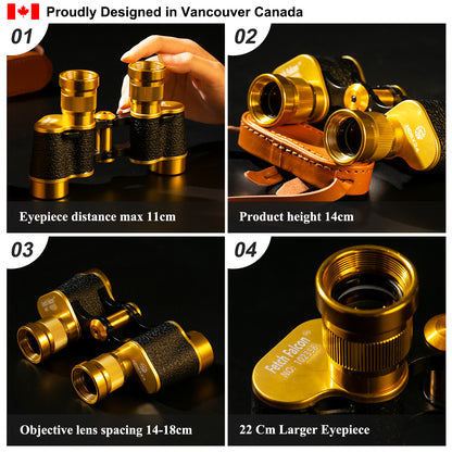 Binoculars Full Metal Body FMC BAK4 HD 8x24 (High-Powered, Water-resistance, and Portable) Ideal for Camping, Hunting, Tourism, and Mountain Climbing (Gold)