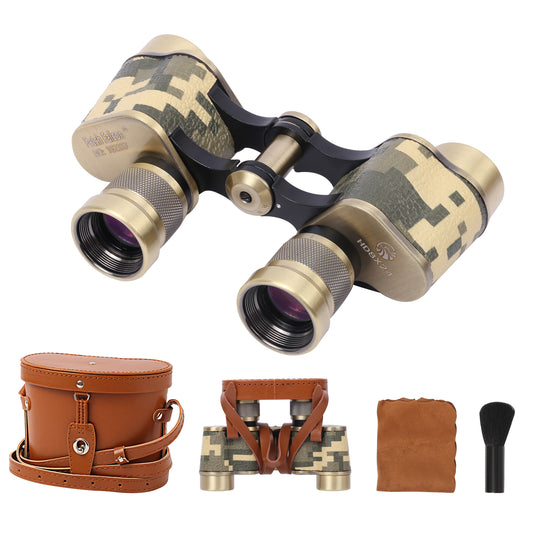 Binoculars Full Metal Body FMC BAK4 HD 8x24 (High-Powered, Water-resistance, and Portable) Ideal for Camping, Hunting, Tourism, and Mountain Climbing (Camo Bronze)