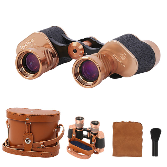 Full Metal Body Binoculars FMC BAK4 HD 8x24 (High-Powered, Water-resistance, and Portable) Ideal for Camping, Hunting, Tourism, and Mountain Climbing (Rose Bronze)