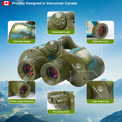 Binoculars Full Metal Body FMC BAK4 HD 8x24 (High-Powered, Water-resistance, and Portable) Ideal for Camping, Hunting, Tourism, and Mountain Climbing (Camo Green)