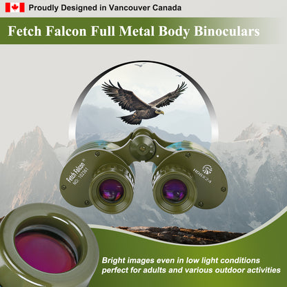 Binoculars Full Metal Body FMC BAK4 HD 8x24 (High-Powered, Water-resistance, and Portable) Ideal for Camping, Hunting, Tourism, and Mountain Climbing (Camo Green)