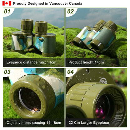 Binoculars Full Metal Body FMC BAK4 HD 8x24 (High-Powered, Water-resistance, and Portable) Ideal for Camping, Hunting, Tourism, and Mountain Climbing (Camo Green)