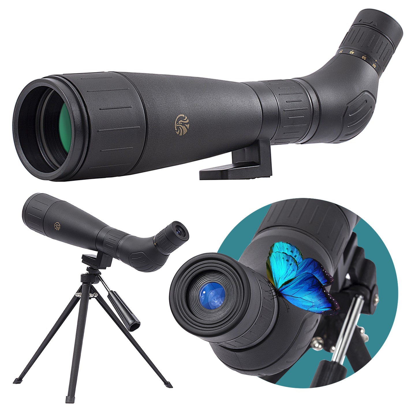 Fetch Falcon 20-60X60 FMC HD BAK4 Spotting Scopes (Water-Resistance Long Range Spotting) with Metal Tripod and Carry Bag (without Phone Holder)