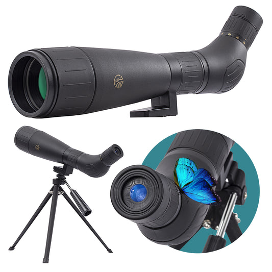 Fetch Falcon 20-60X60 FMC HD BAK4 Spotting Scopes (Water-Resistance Long Range Spotting) with Metal Tripod and Carry Bag (without Phone Holder)