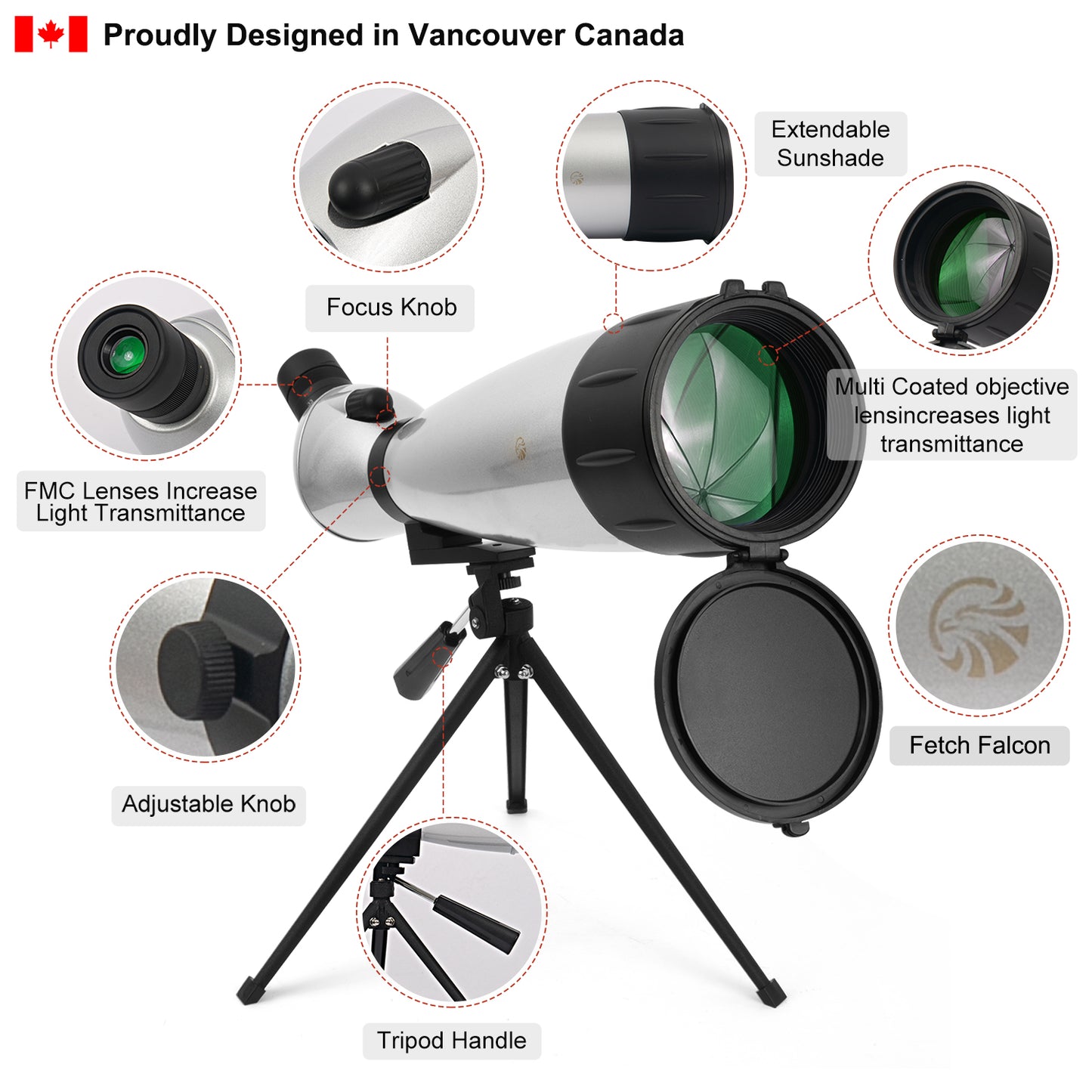 Spotting Scope 33-100X100 FMC HD BAK4 (Long-Range) with Metal Tripod, Protective Case, Phone Adapter