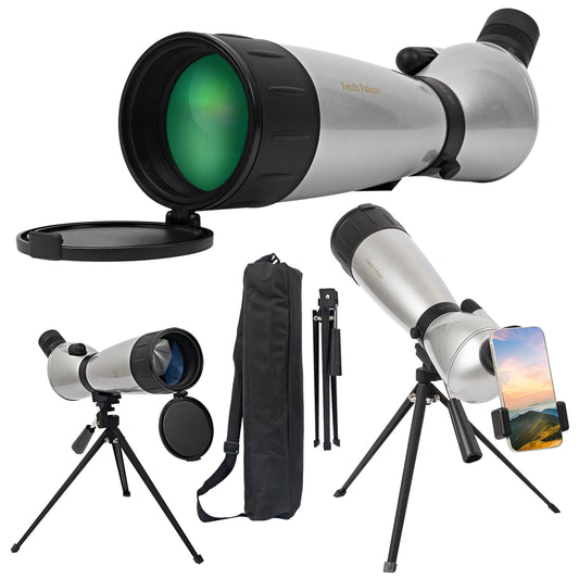 Spotting Scope 25-75X75 FMC HD BAK4 (Water-Resistance, Long Range Spotting) with Metal Tripod and Carry Bag (with Phone Holder)
