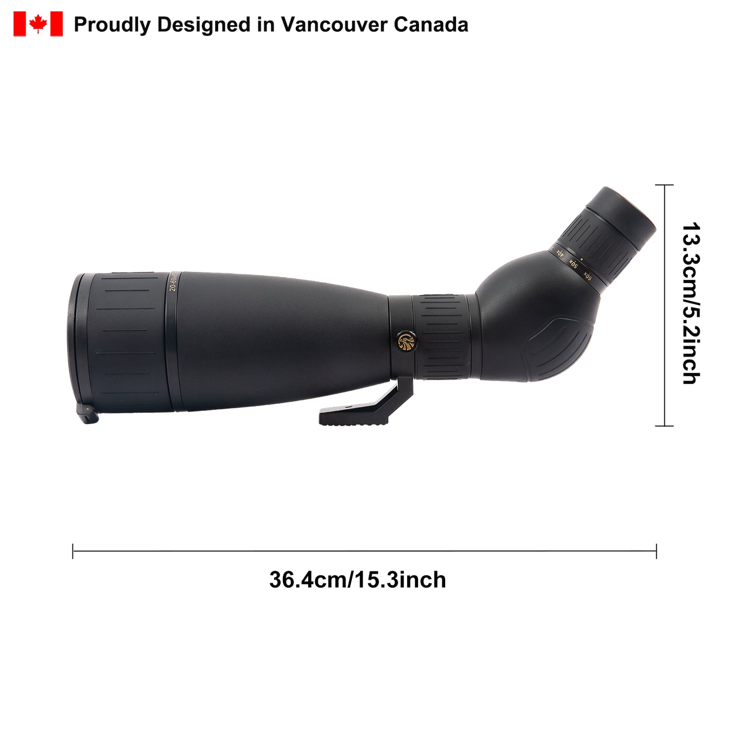 Fetch Falcon FMC HD Spotting Scope Series (2023 troisième génération oculaire zoom Angeled, étanche longue portée) avec trépied en métal et sac de transport