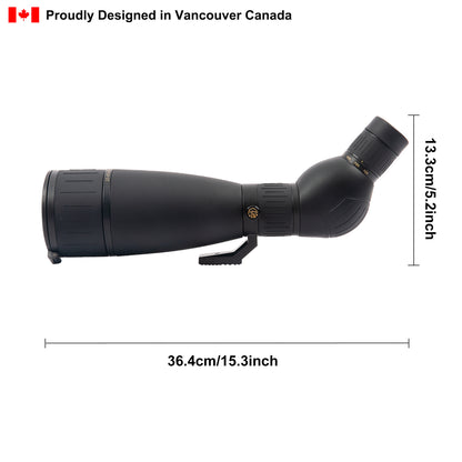 Fetch Falcon FMC HD Spotting Scope Series (2023 troisième génération oculaire zoom Angeled, étanche longue portée) avec trépied en métal et sac de transport