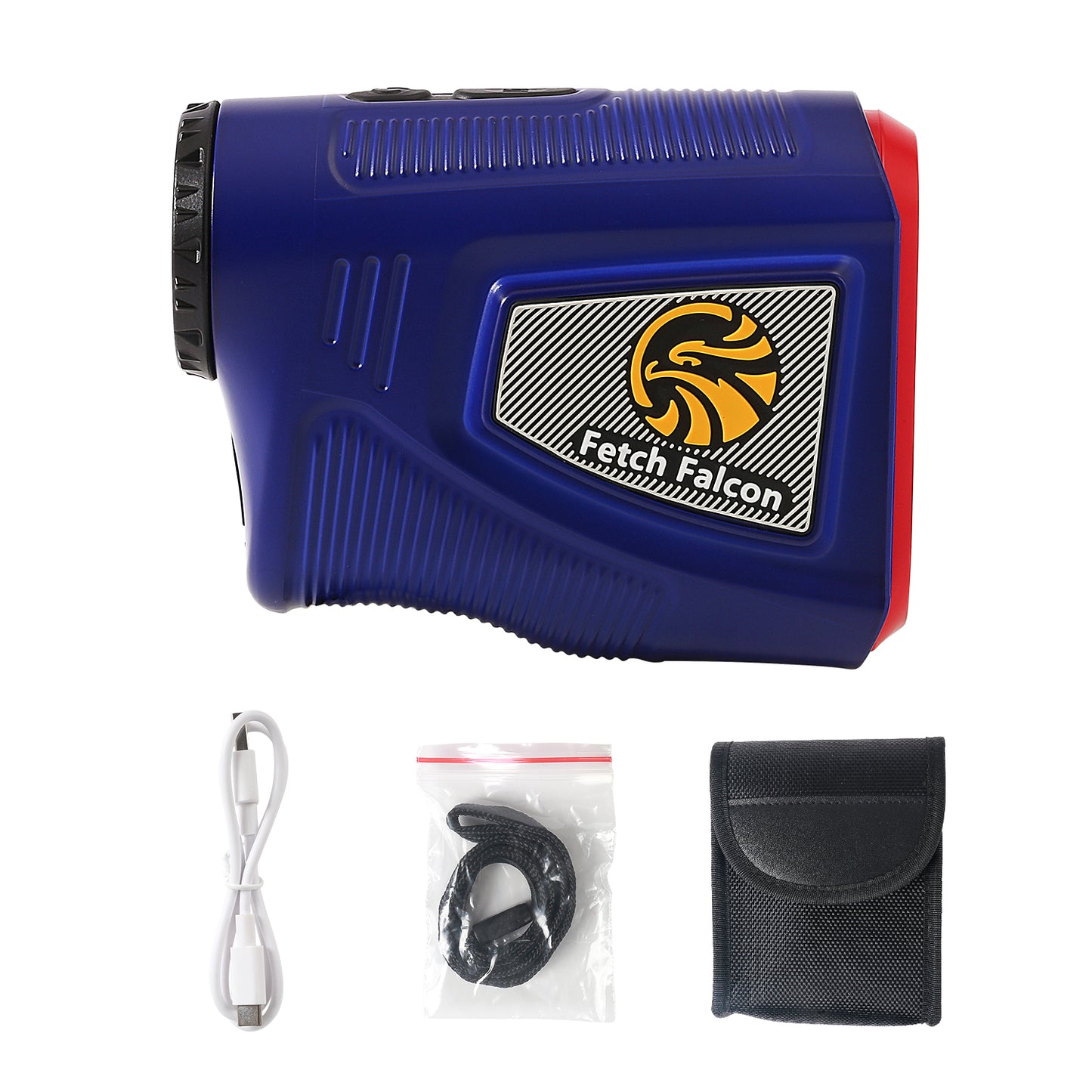Fetch Falcon Rechargeable Golf Rangefinder – High Precision 1000 YD LCD Display, Slope Mode, 6X Magnification, Pole Flag Locking, Vibration (Navy blue)