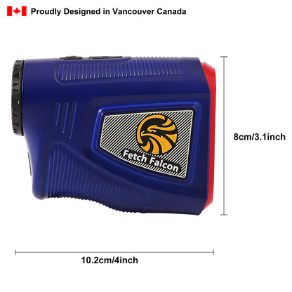 Fetch Falcon Rechargeable Golf Rangefinder – High Precision 1000 YD LCD Display, Slope Mode, 6X Magnification, Pole Flag Locking, Vibration (Navy blue)