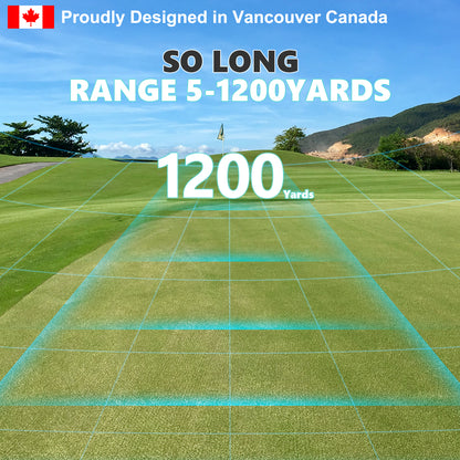 Golf Rangefinder (Rechargeable Battery) 1200 Yards Laser Distance Finder with Slope Mode, Flag Lock Vibration, 6X Magnification, High Precision LCD Display (Mermaid Gold)