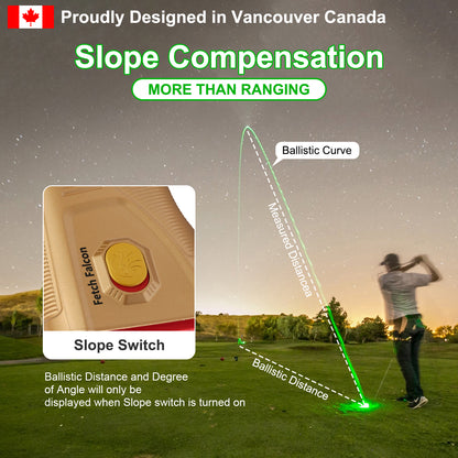 Golf Rangefinder (Rechargeable Battery) 1200 Yards Laser Distance Finder with Slope Mode, Flag Lock Vibration, 6X Magnification, High Precision LCD Display (Mermaid Gold)
