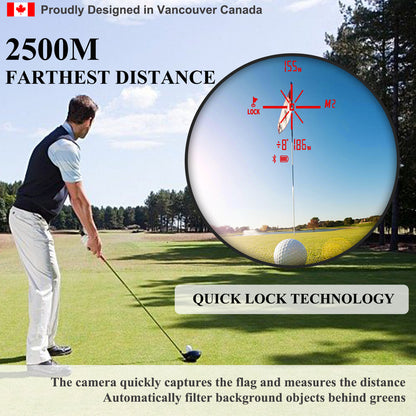 Fetch Falcon OLED Laser Golf Rangefinder - Up to 2500 Yards, 6x Magnification (Black)