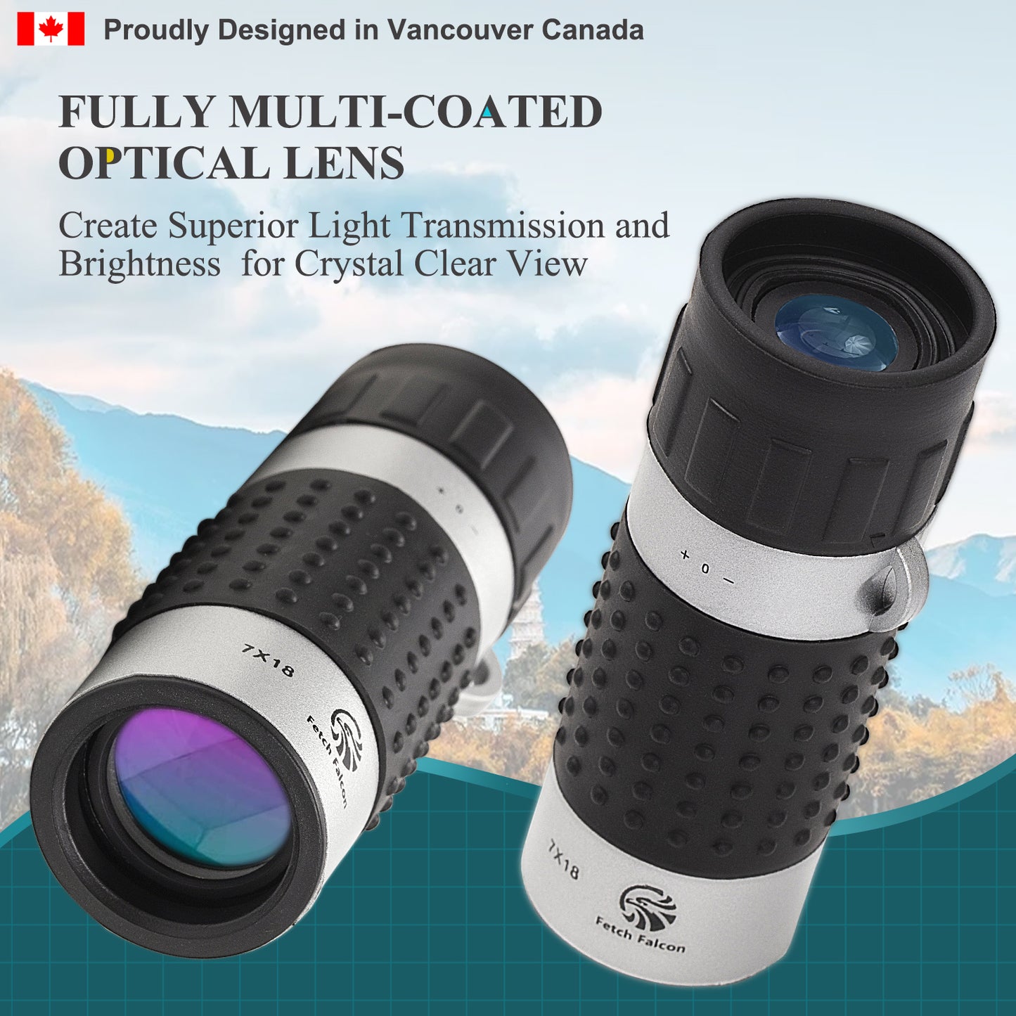 Monoculaire de poche Fetch Falcon 7X18 HD FMC Mini – Télescope portatif pour adultes et enfants