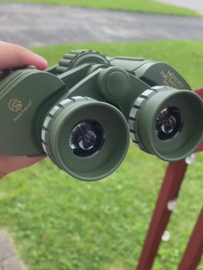 Fetch Falcon Aluminum Binoculars 10x50 BAK4 FMC (Third Generation, High Power Compact) for Travel Sightseeing, Bird Watching and Outdoor Sports (Army Green)