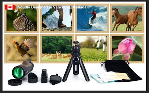 Fetch Falcon 10-30x50 FMC BAK4 HD Zoom monoculaire haute puissance avec adaptateur pour smartphone, trépied, dragonne pour l'observation des étoiles, des oiseaux, de la faune, des voyages, du camping, de la randonnée