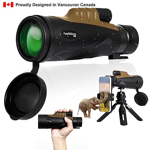 Fetch Falcon 10-30x50 FMC BAK4 HD Zoom monoculaire haute puissance avec adaptateur pour smartphone, trépied, dragonne pour l'observation des étoiles, des oiseaux, de la faune, des voyages, du camping, de la randonnée