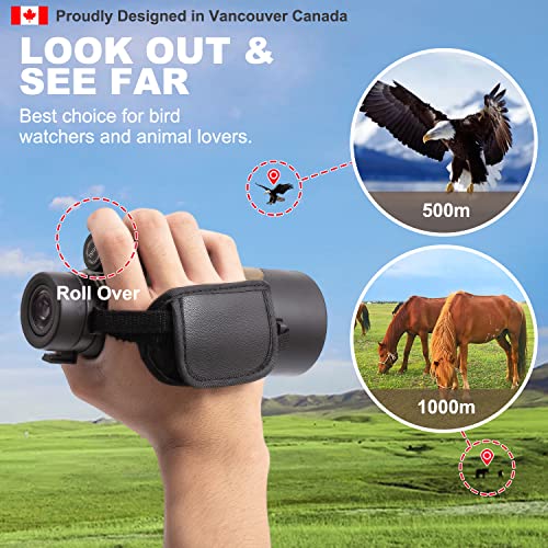 Fetch Falcon 10-30x50 FMC BAK4 HD Zoom monoculaire haute puissance avec adaptateur pour smartphone, trépied, dragonne pour l'observation des étoiles, des oiseaux, de la faune, des voyages, du camping, de la randonnée