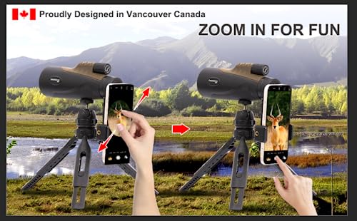 Fetch Falcon 10-30x50 FMC BAK4 HD Zoom monoculaire haute puissance avec adaptateur pour smartphone, trépied, dragonne pour l'observation des étoiles, des oiseaux, de la faune, des voyages, du camping, de la randonnée