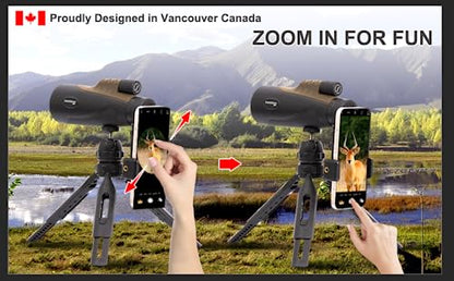 Fetch Falcon 10-30x50 FMC BAK4 HD Zoom monoculaire haute puissance avec adaptateur pour smartphone, trépied, dragonne pour l'observation des étoiles, des oiseaux, de la faune, des voyages, du camping, de la randonnée